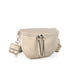 Flora & co Sac banane femme pu cuir grainé taupe métal
