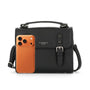 Sac cartable bandoulière femme broderie noir - Crocochic