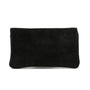 Portefeuille en Suède noir mi-long élégant pour femme.