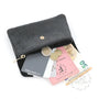 Portefeuille mi-long cuir suédé grainé 05C Noir - Crocochic