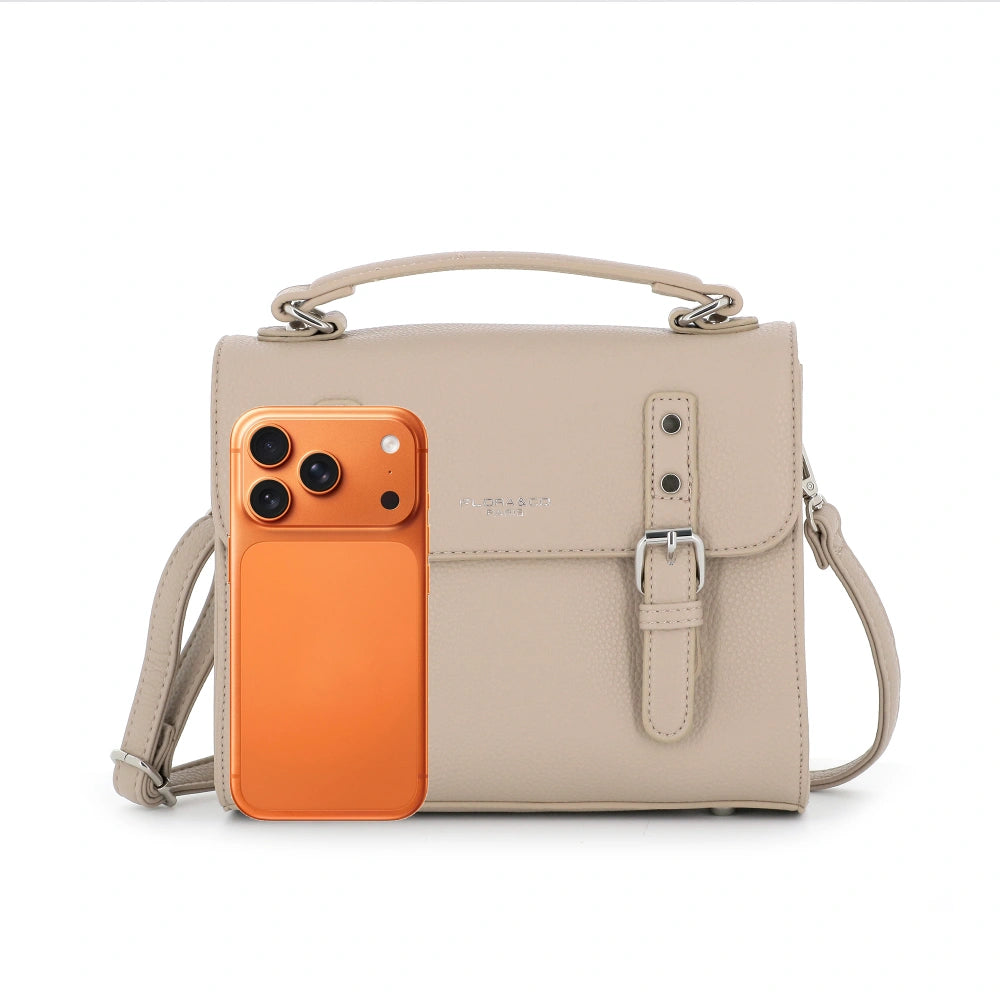 Sac cartable bandoulière femme broderie beige - Crocochic