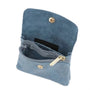 Vue 4 du Porte-monnaie court cuir suède embossé 041FL Bleu par Made in Italy.