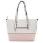 Sac cabas femme simili cuir saffiano gris rose - vue 3 | Flora & co