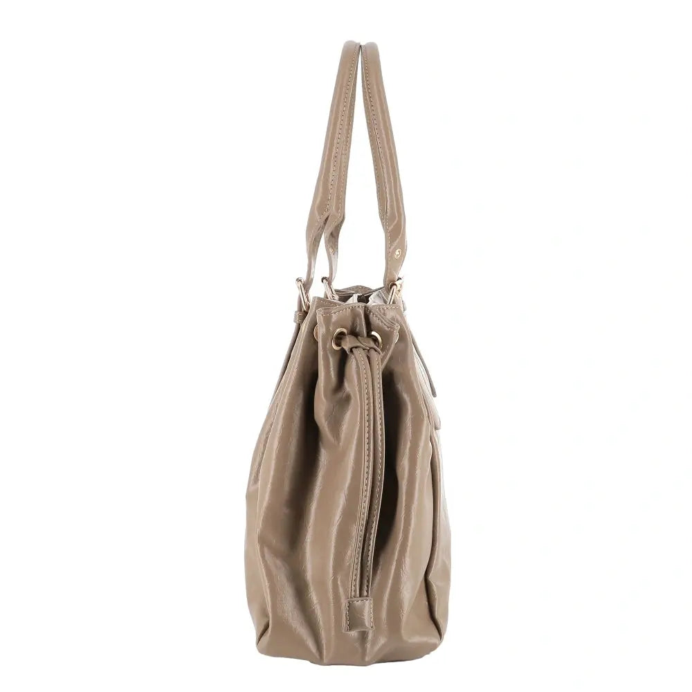 Sac cabas bowling lacet similicuir lisse Taupe other image 5