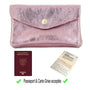 Portefeuille pochette passeport cuir irisé Rose - Crocochic