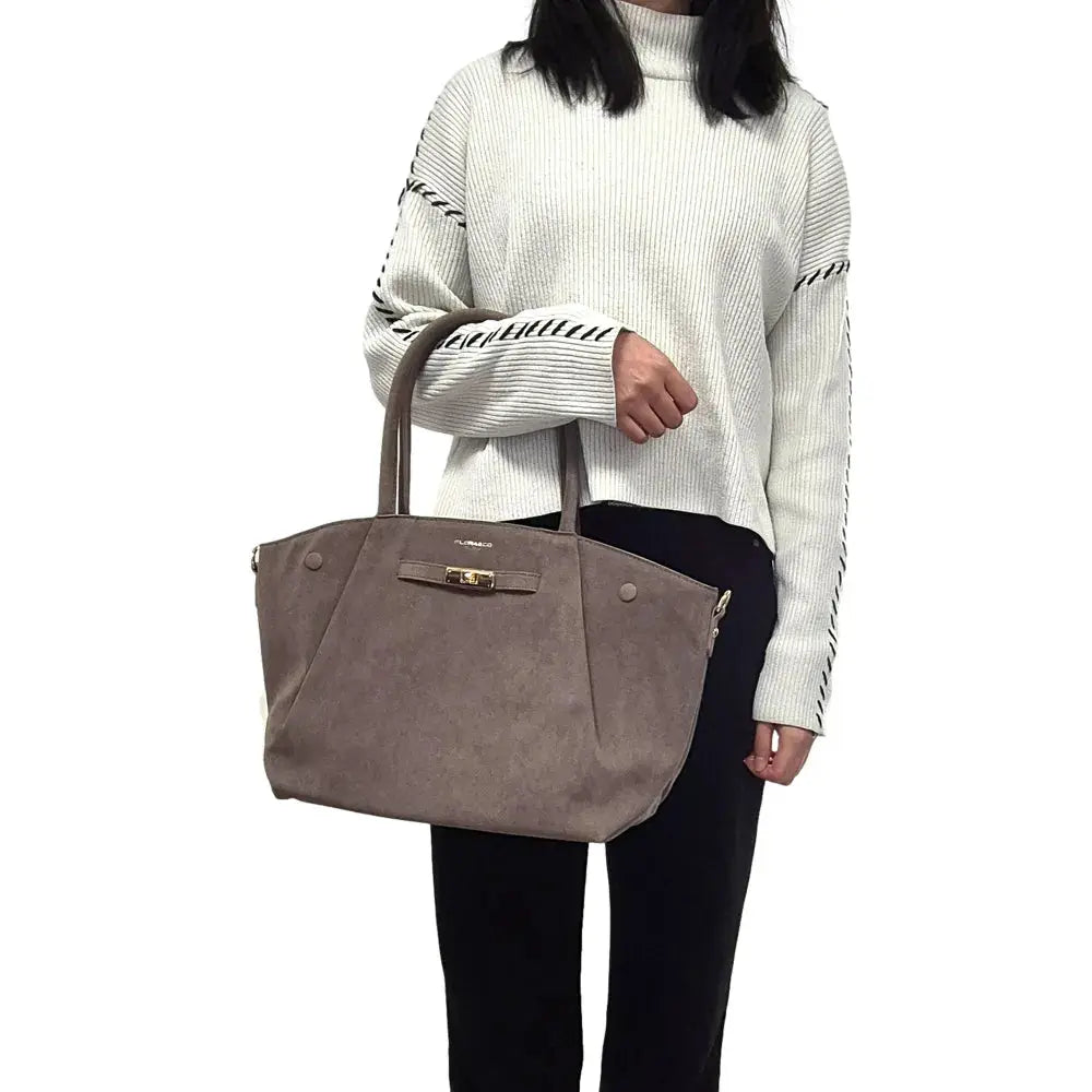 Sac à main bandoulière suédé Taupe