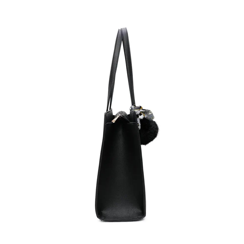 Gallantry Sac cabas femme pompon fourrure a4 noir