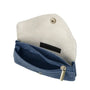 Vue 4 du Porte-monnaie cartes femme irisé suède bleu en cuir par Made in Italy.