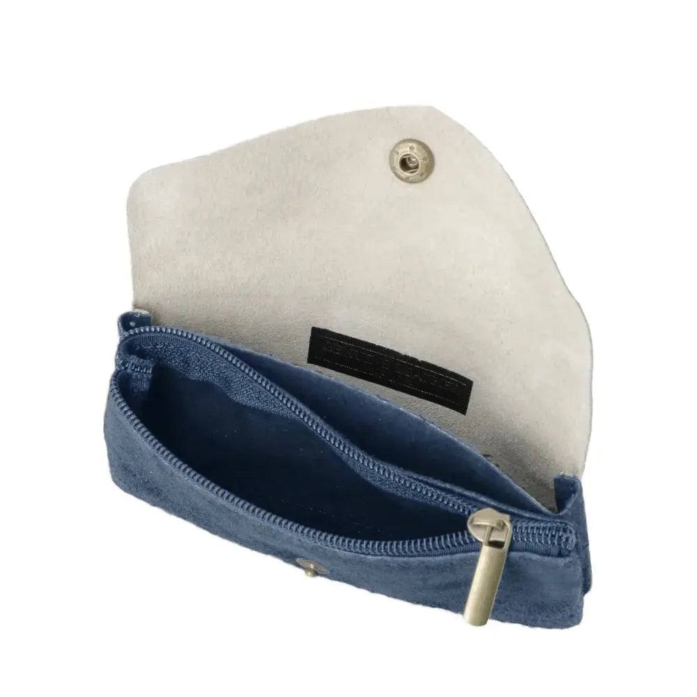 Porte-monnaie cartes femme irisé suède bleu