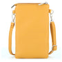 Vue 2 du Pochette bandoulière téléphone femme moutarde en cuir synthétique par Flora & co.