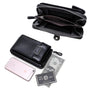 Vue 4 du Pochette téléphone plate tout-en-un femme noir en cuir synthétique par Gallantry.