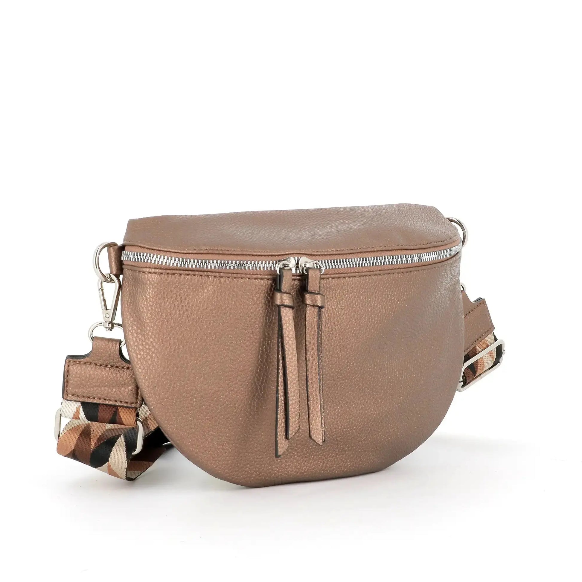 Flora & co Sac banane femme pu cuir grainé marron