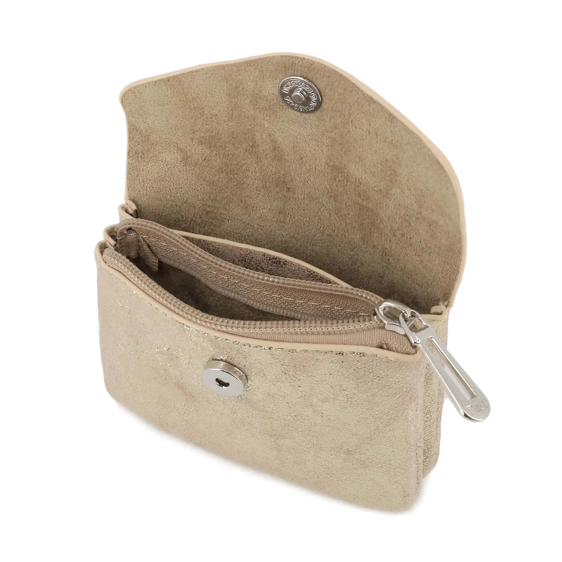 Flora & co Porte-monnaie femme court suède irisé Noir Doré