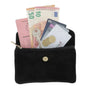 Grand portefeuille cuir suède compatible passeport Noir - Crocochic