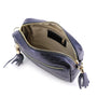 Sac bandoulière femme cuir irisé bleu marine élégant et tendance.
