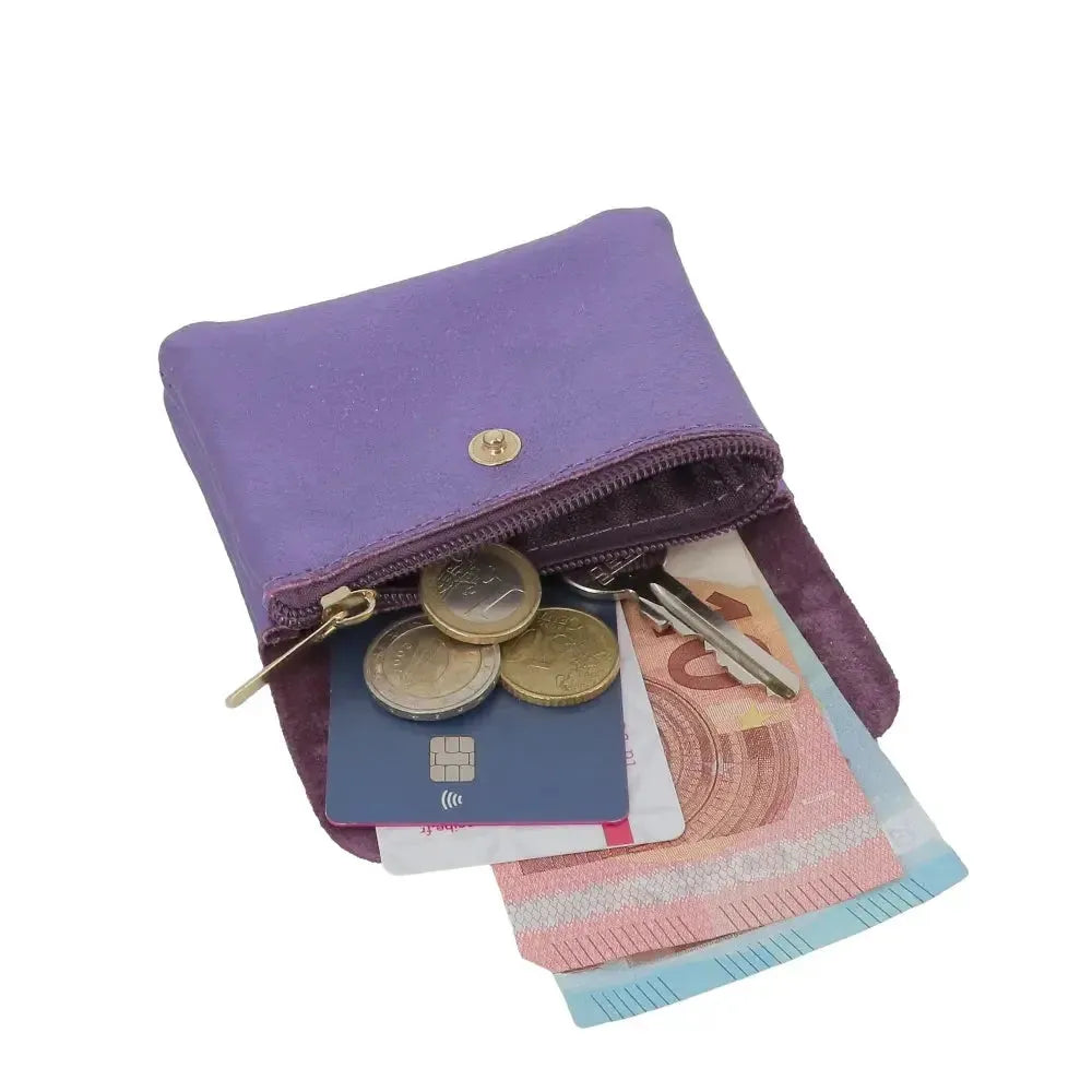 Vue 4 du Porte-monnaie femme cuir italien irisé 041 Violet par Made in Italy.