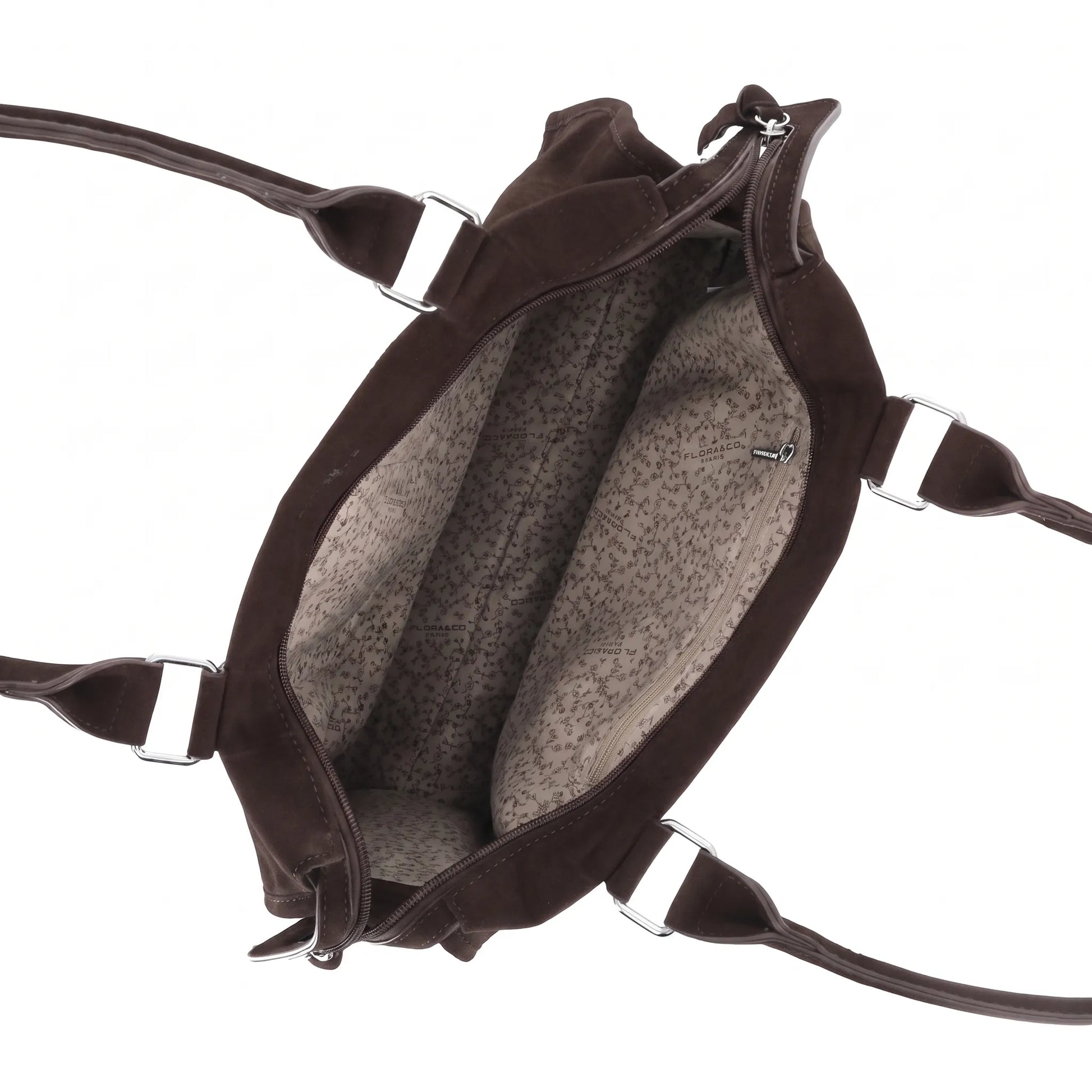 Grand sac cabas bowling effet daim Chocolat