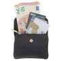 Vue 4 du Petit porte-monnaie cartes cuir suède Bleu Marine par Made in Italy.