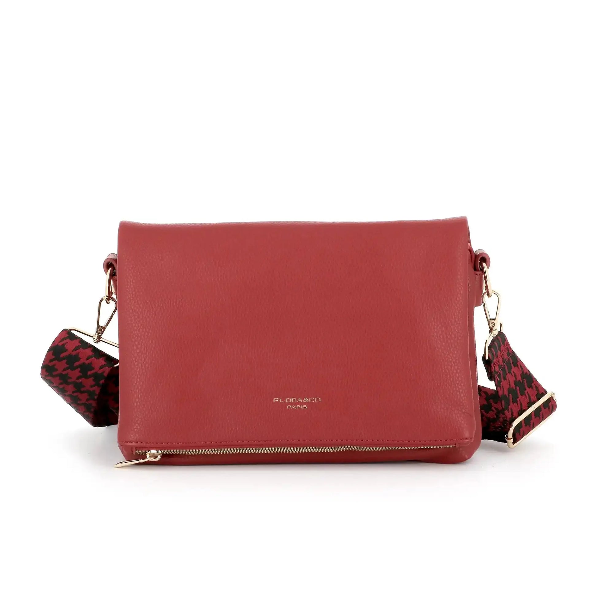 Flora & co Sac bandoulière large multipoches rouge foncé