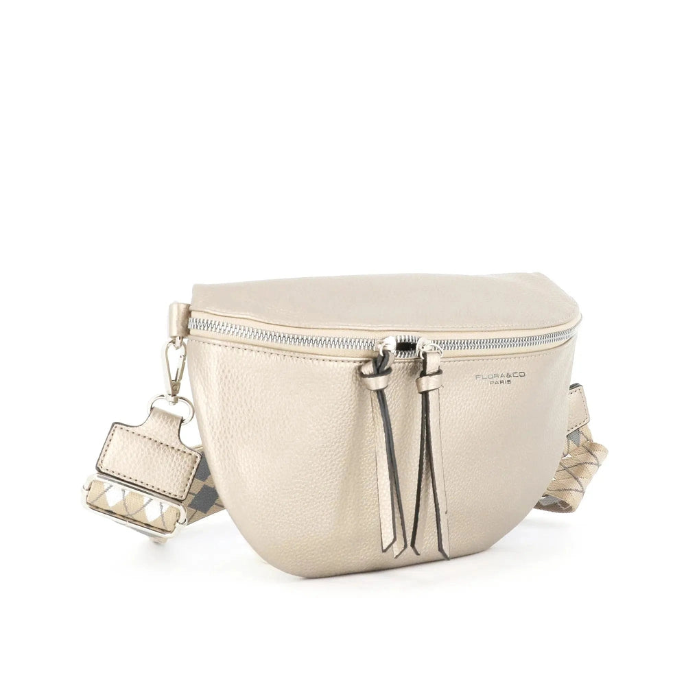 Flora & co Sac banane femme similicuir grainé ivoire