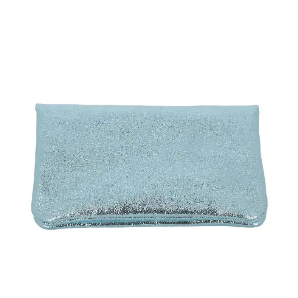 Vue 4 du Porte-monnaie cartes femme cuir irisé 051 Turquoise par Made in Italy.