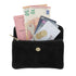 Porte-monnaie portefeuille mi-long suède Noir - Crocochic