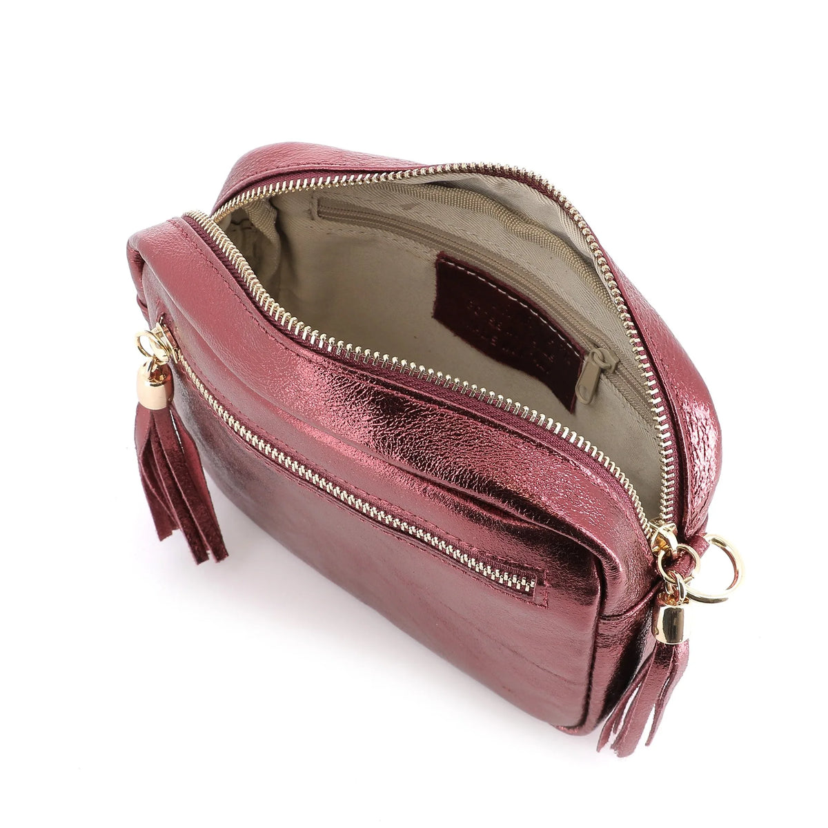 Sac bandoulière femme cuir irisé bordeaux élégant tendance