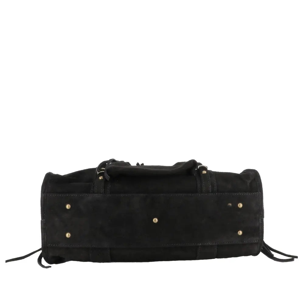 Grand sac cabas bowling cuir suédé femme Noir other image 5