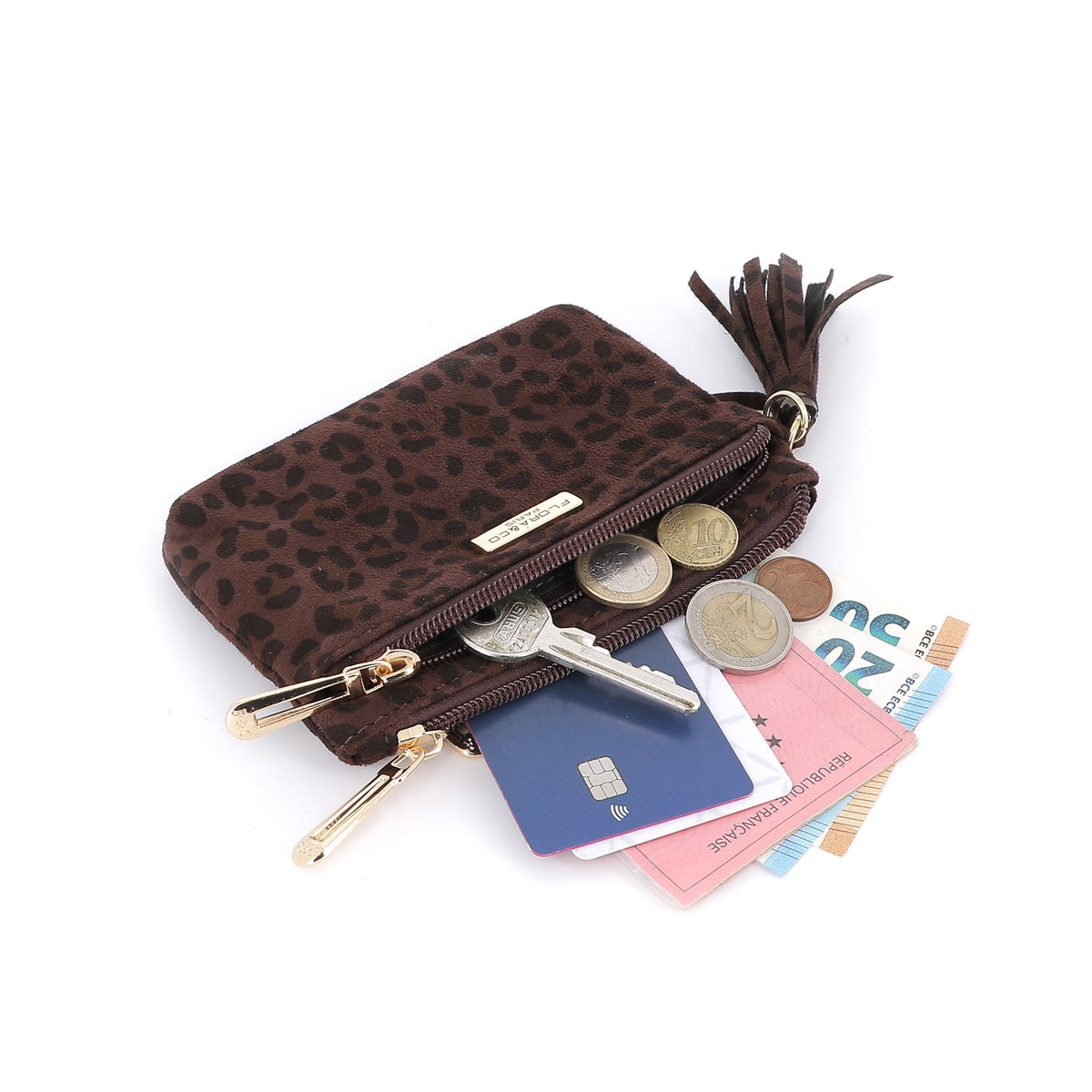 Petit Porte-monnaie Similicuir Léopard Velouté Femme | Portefeuille Porte-c
