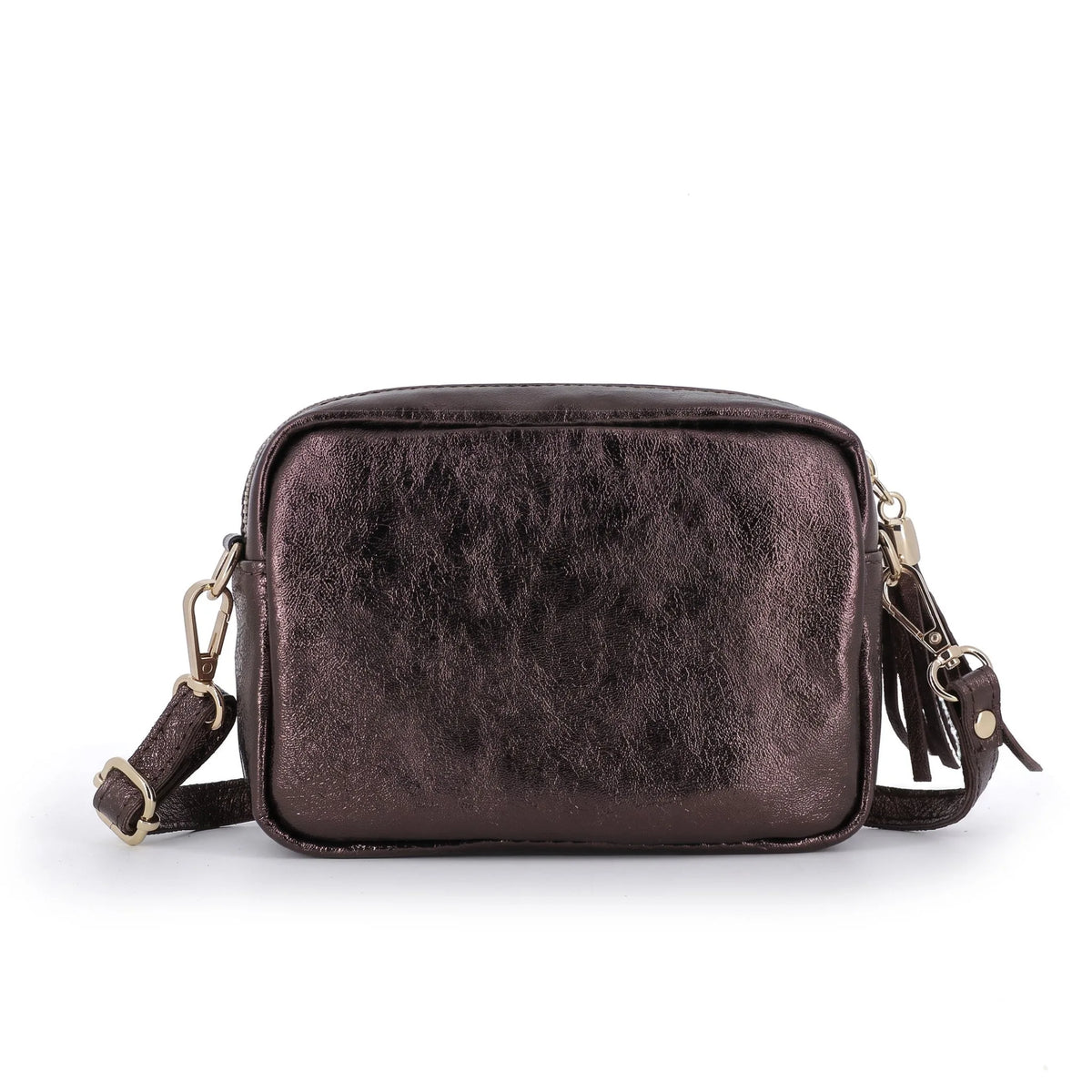 Sac bandoulière femme cuir irisé chocolat élégant et tendance.