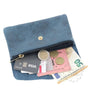 Portefeuille mi-long cuir suédé grainé 05C Bleu Marine - Crocochic