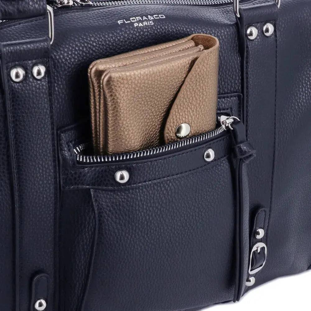 Grand sac à main bowling grainé bleu VORTEX