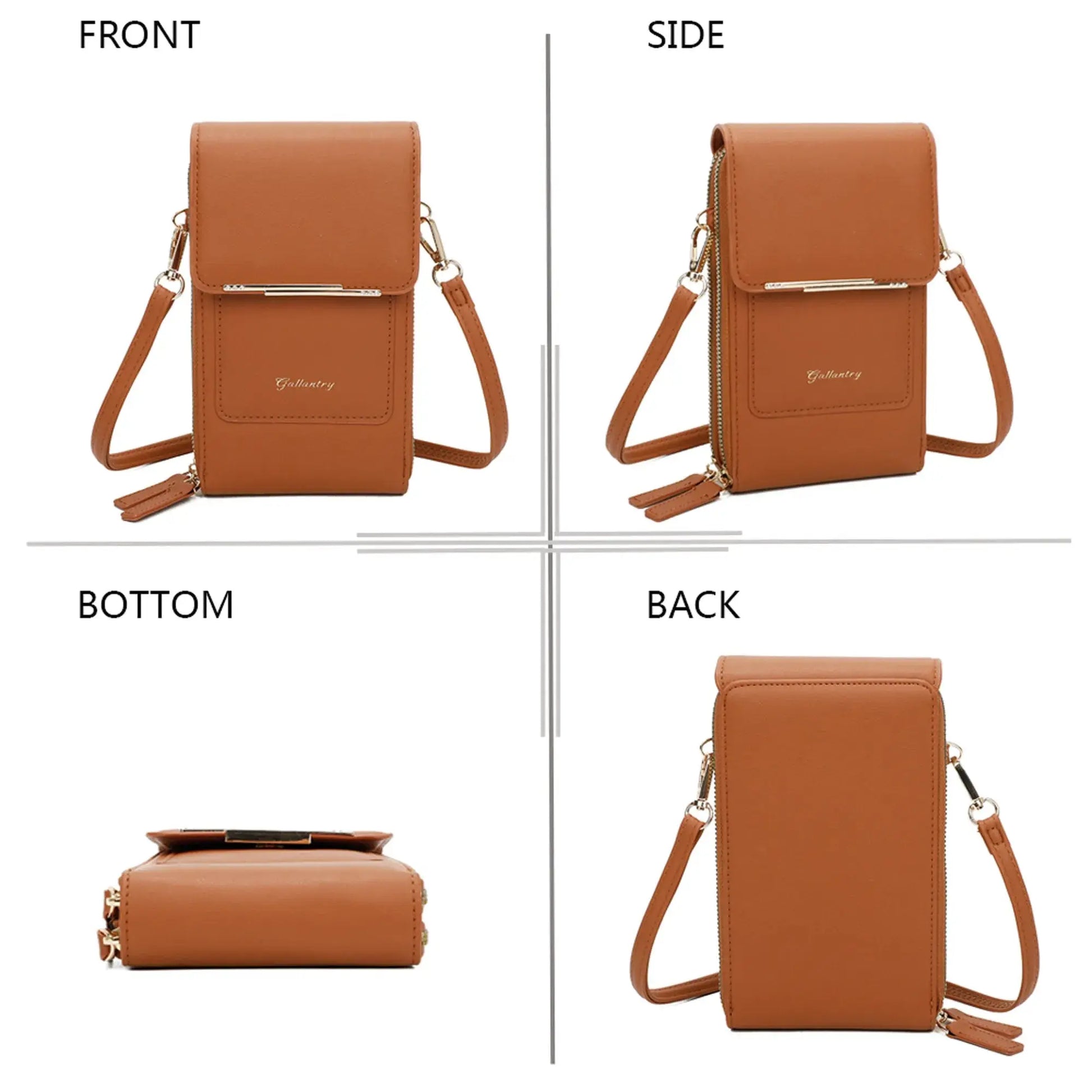 Pochette bandoulière femme smartphone camel