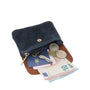Vue 4 du Porte-monnaie femme suédé irisé léopard Bleu Marine en cuir par Made in Italy.