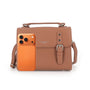 Sac cartable bandoulière femme broderie camel - Crocochic
