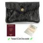 Portefeuille pochette passeport cuir irisé Noir - Crocochic