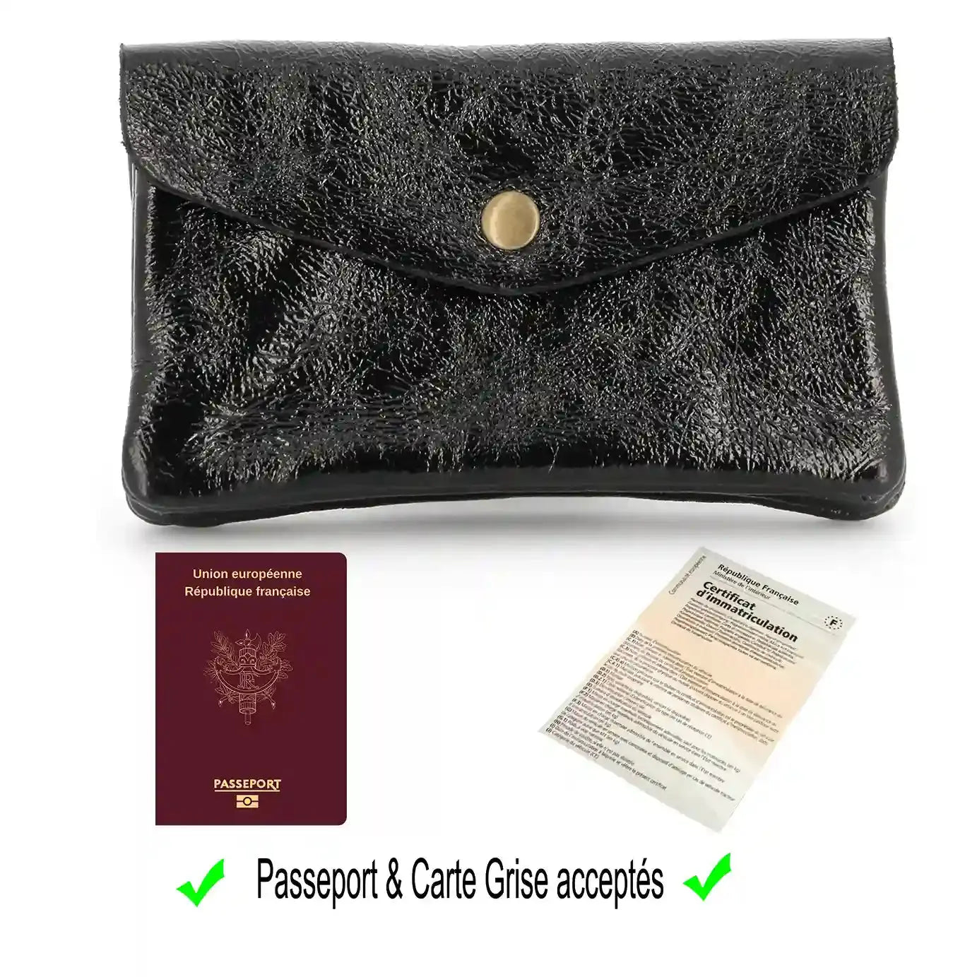 Portefeuille pochette passeport cuir isiré Noir other image 5