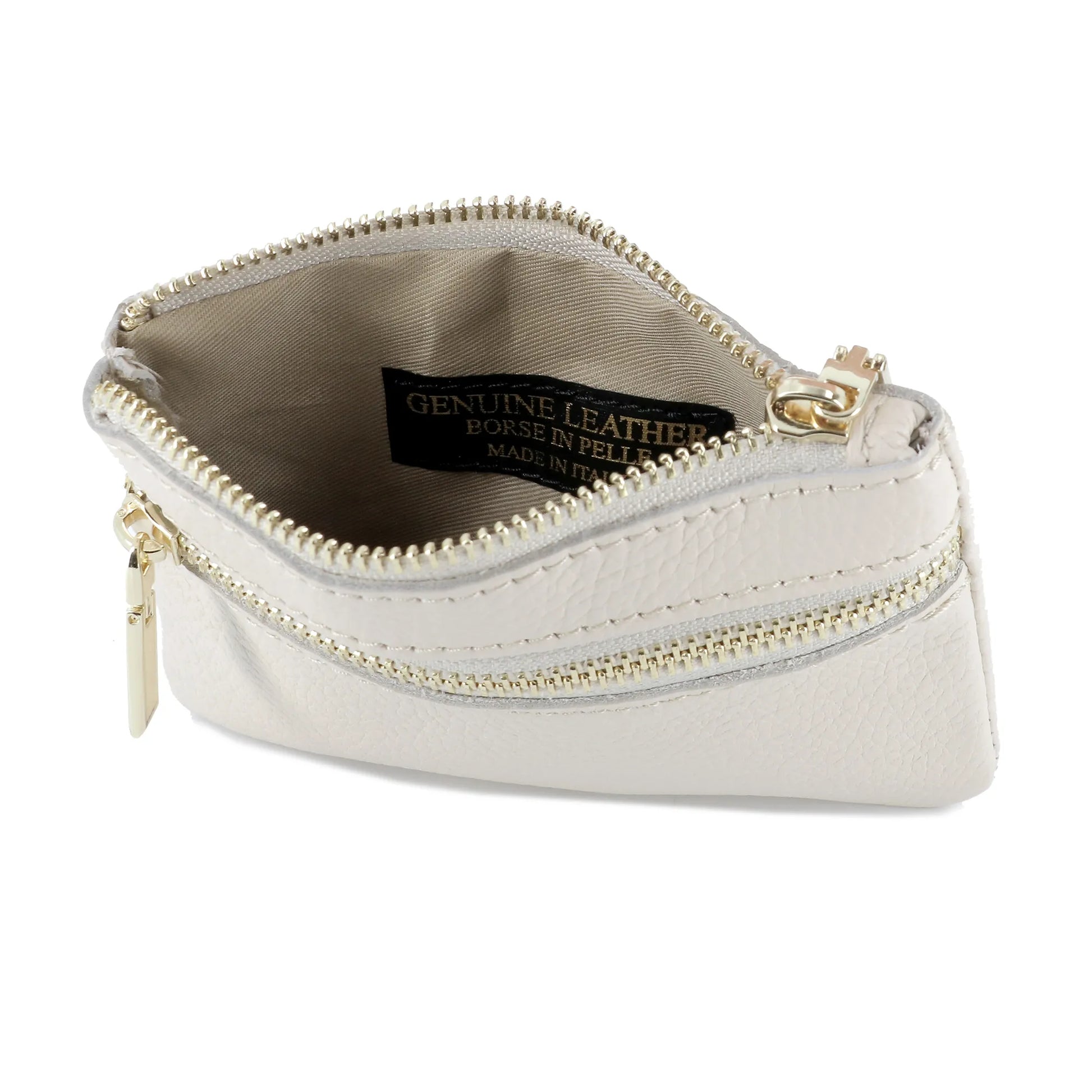 Porte-Monnaie pochette cuir grainé femme Beige other image 5