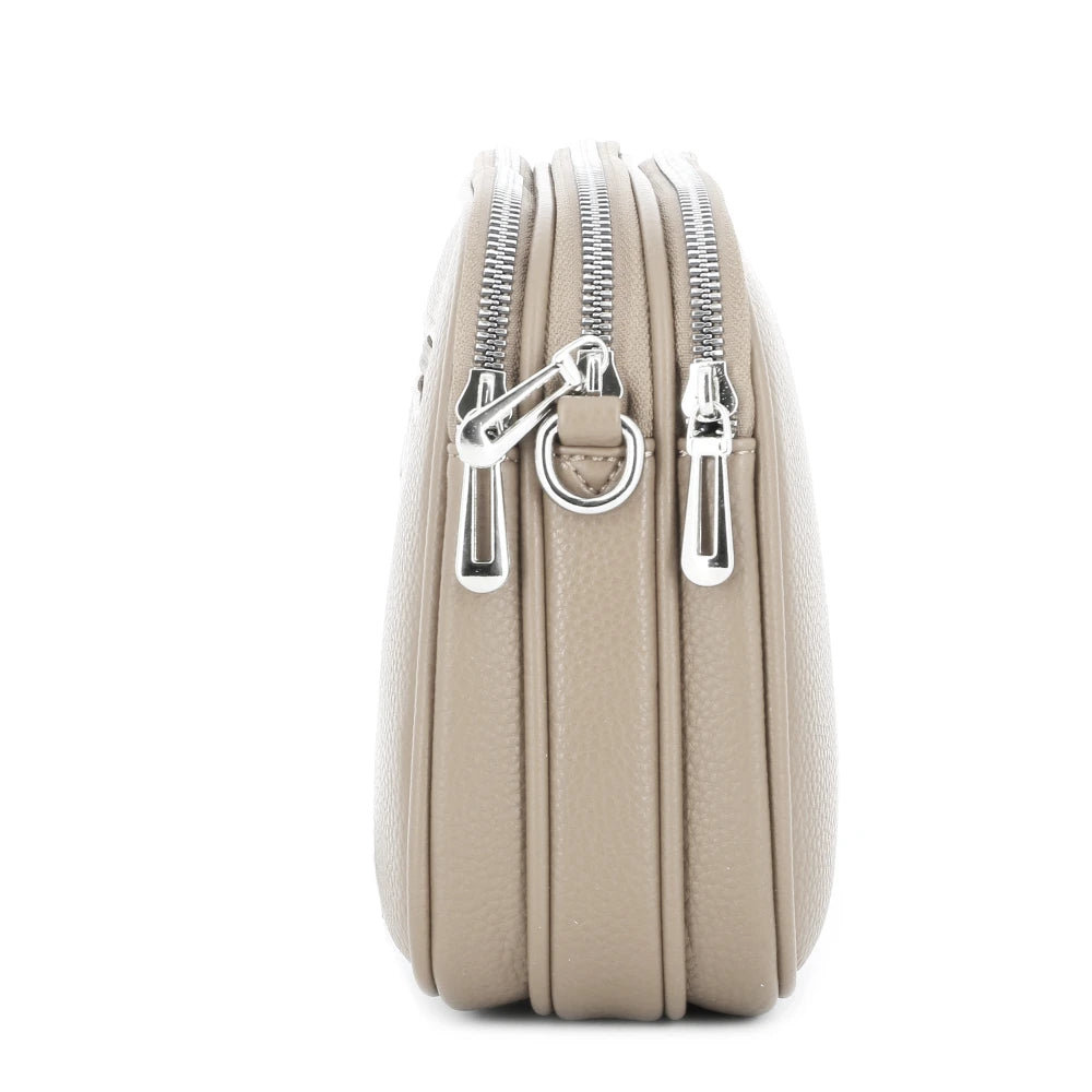 Sac bandoulières femme multipoches beige
