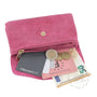Portefeuille mi-long cuir suédé grainé 05C Fuchsia - Crocochic