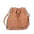 Made in Italy Sac seau à bandoulière femme cuir camel