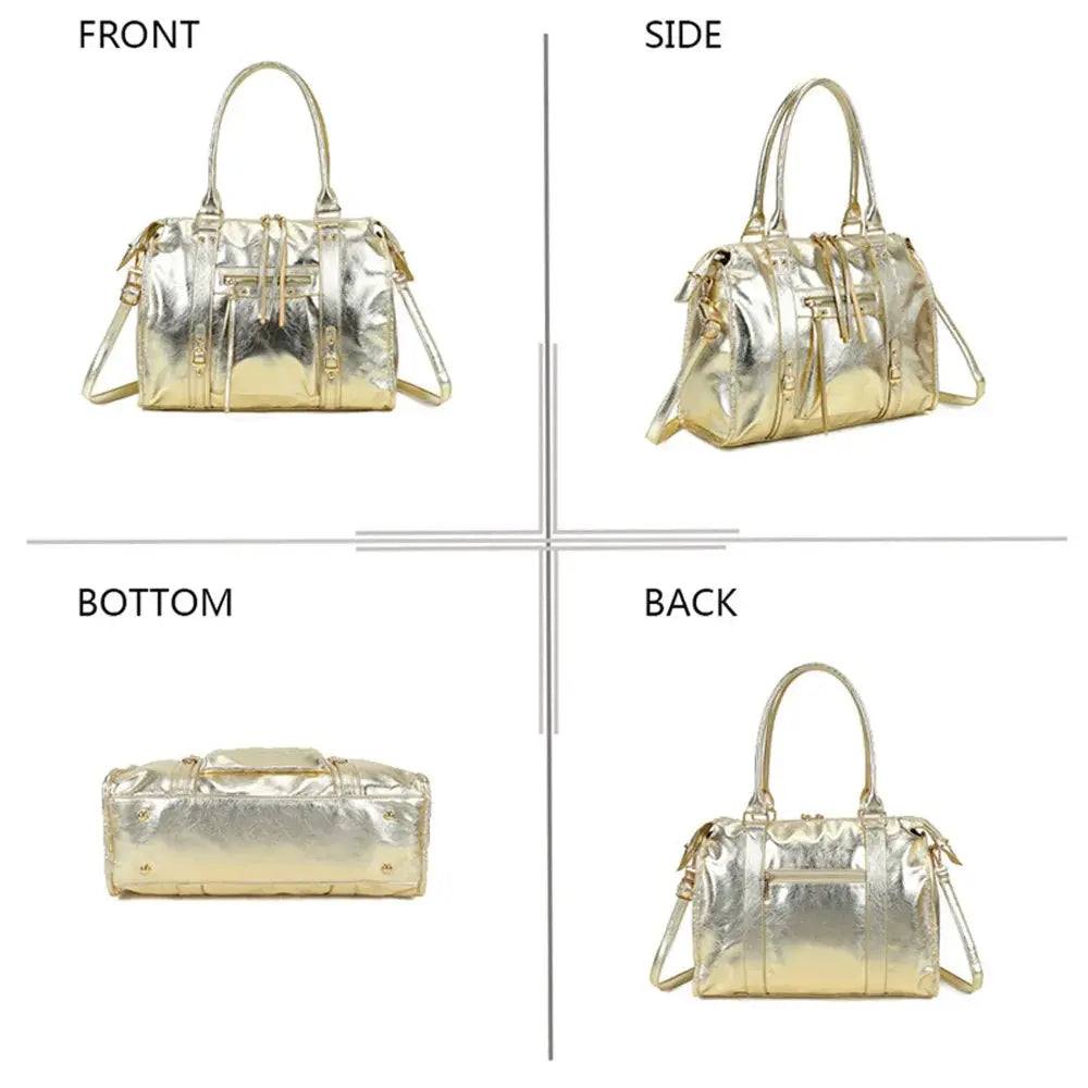 Grand sac à main bowling irisé or (détails dorés)