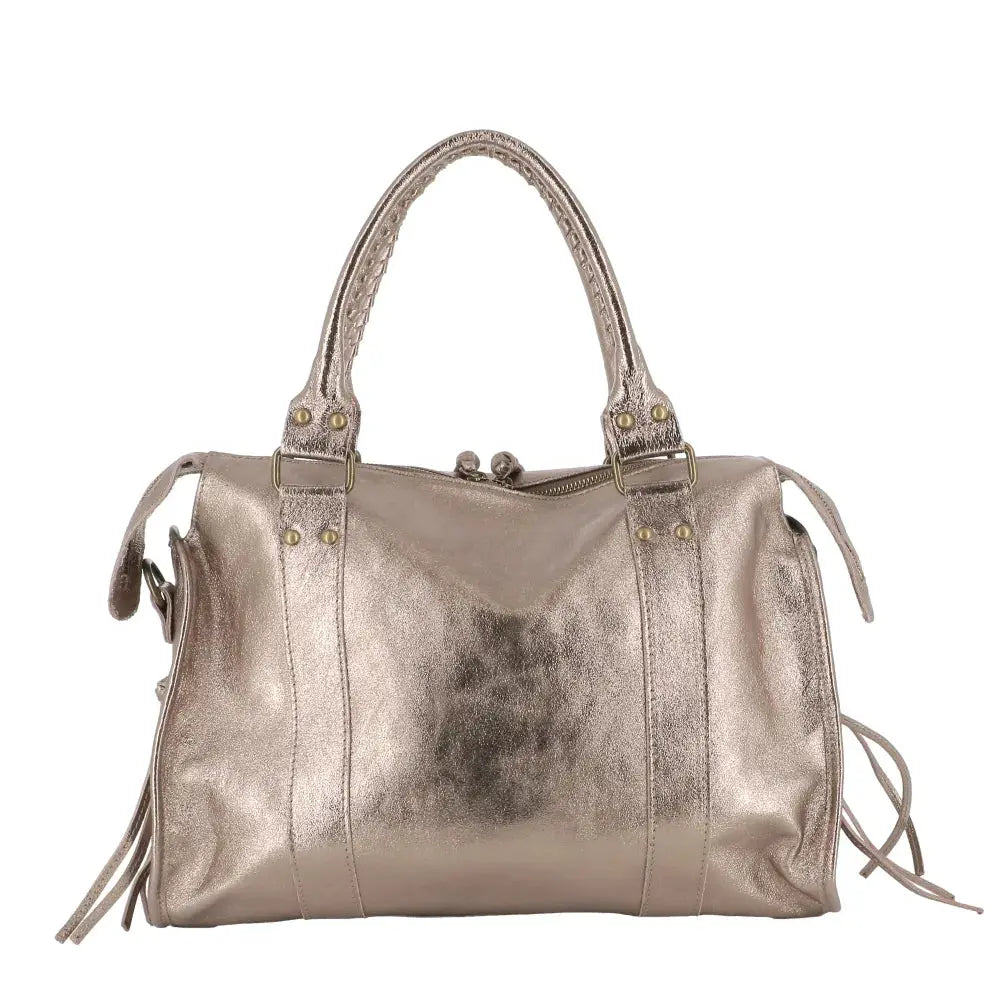 Grand sac cabas bowling cuir suédé femme Champagne other image 5
