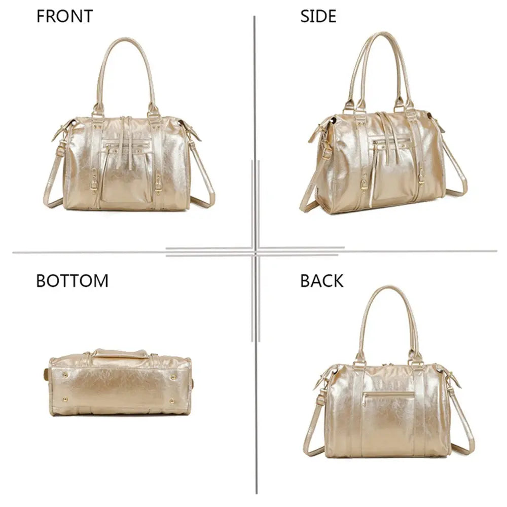 Grand sac à main bowling irisé champagne (détails dorés)