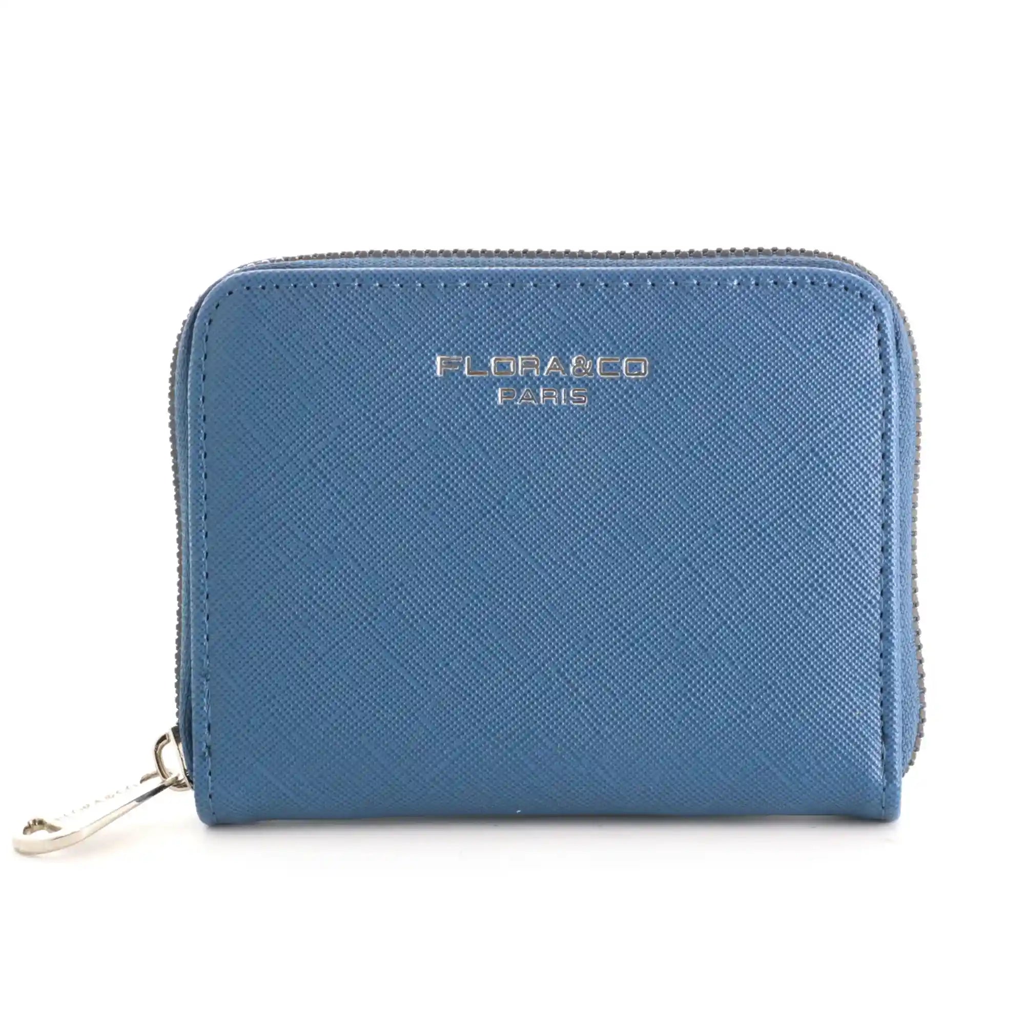 Flora & co - Portefeuille porte-carte femme saffiano bleu jean