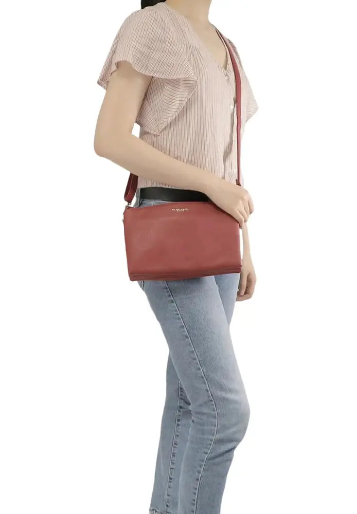 Flora & co Sa ville femme 3 bandoulières multipoches rouge foncé