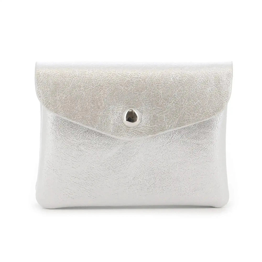 Flora & co Porte-monnaie cartes irisé bouton rabat argent