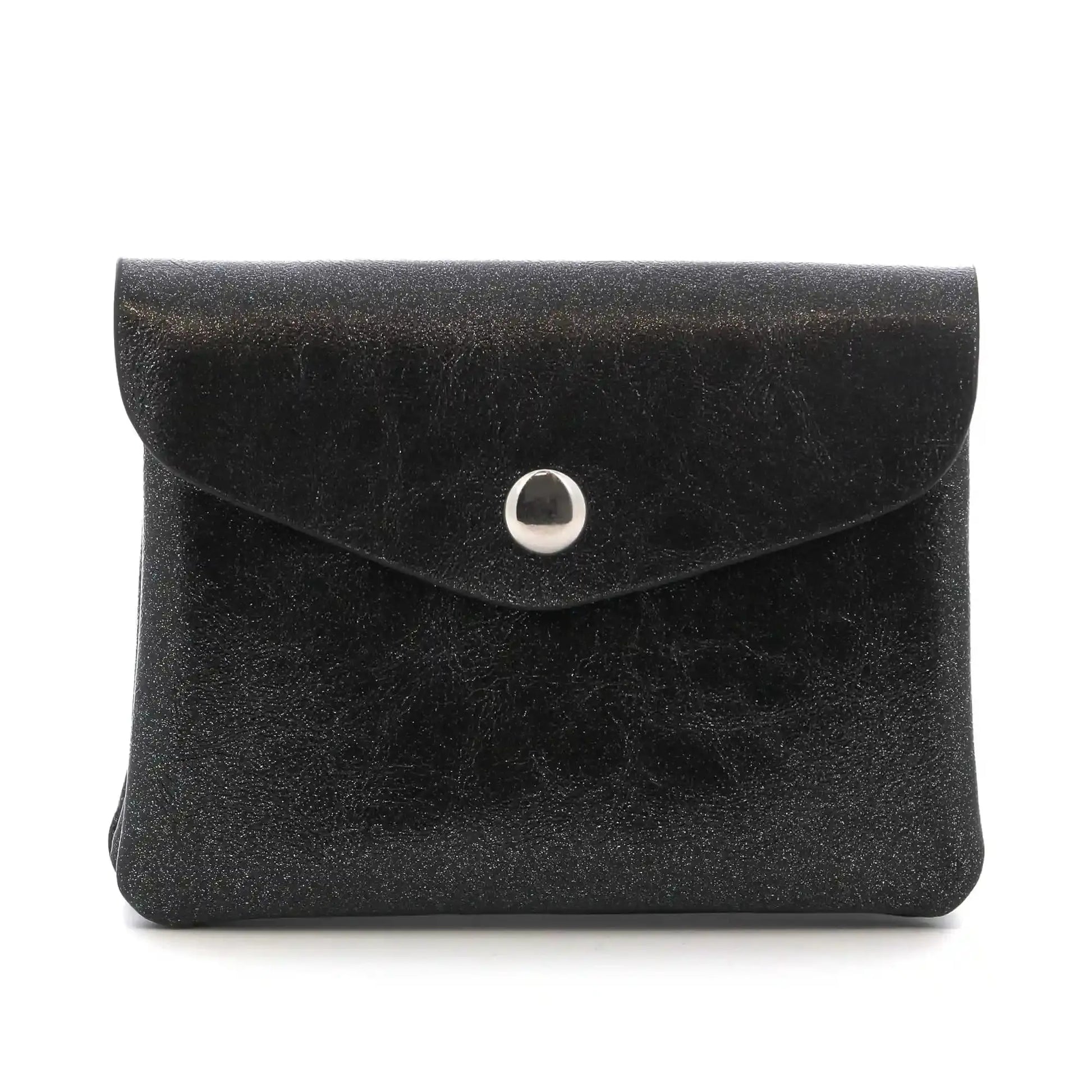 Flora & co Porte-monnaie cartes irisé bouton rabat noir