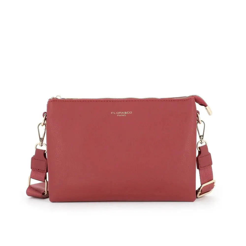 Flora & co Sa ville femme 3 bandoulières multipoches rouge foncé