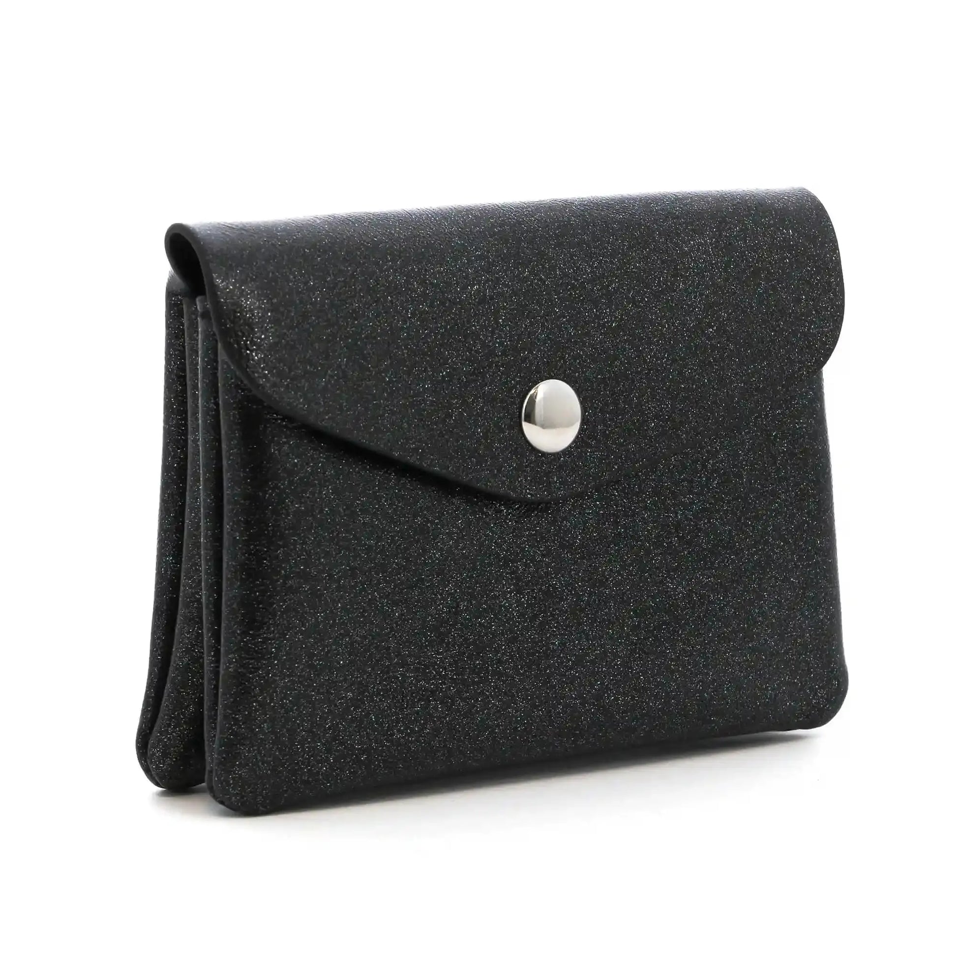 Flora & co Porte-monnaie cartes irisé bouton rabat noir